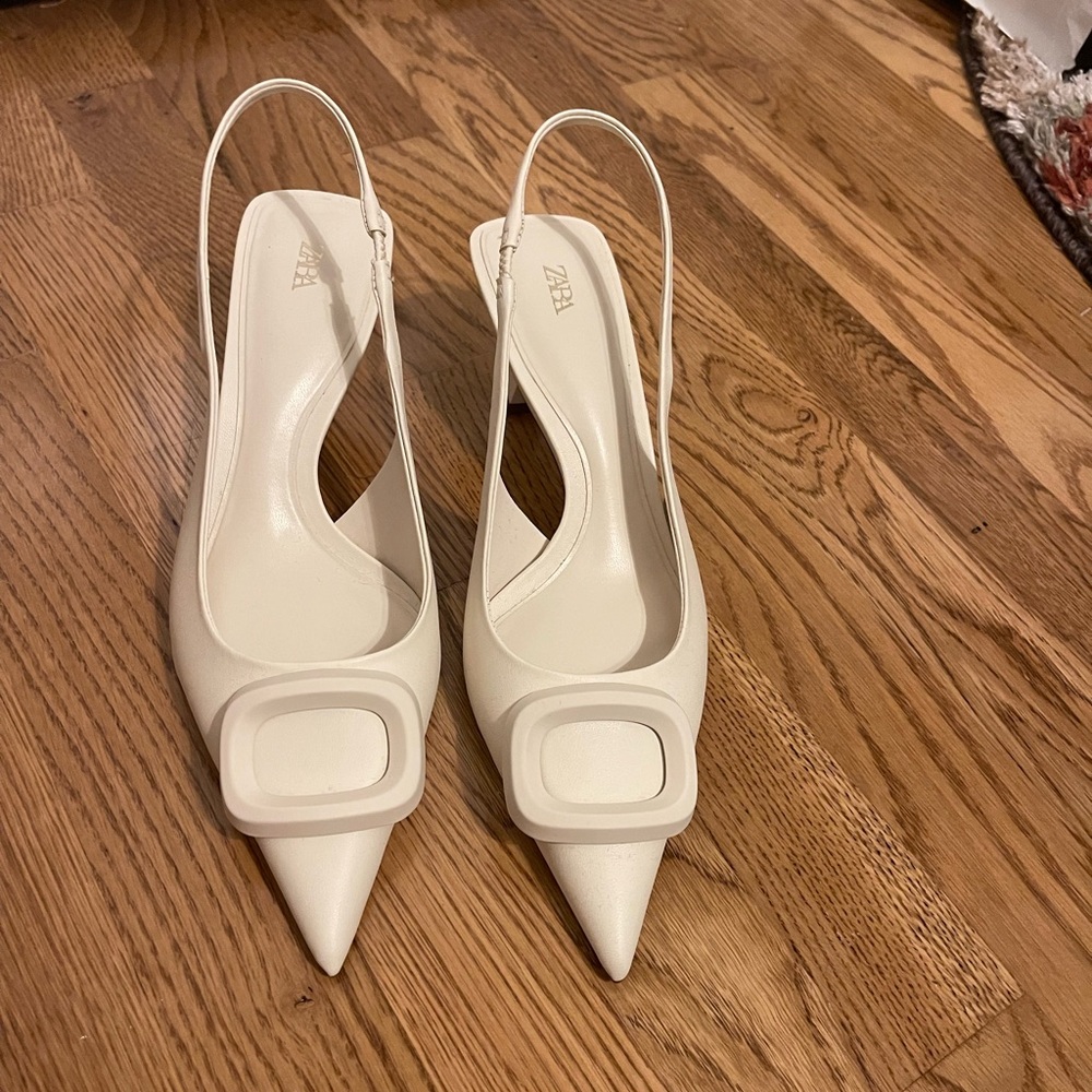 Embellished slingback kitten heels